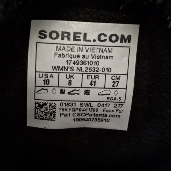 Sorel Tivoli III Waterproof Suede Textile Faux Fur Cuff Black Boot Size 10 - Picture 11 of 16